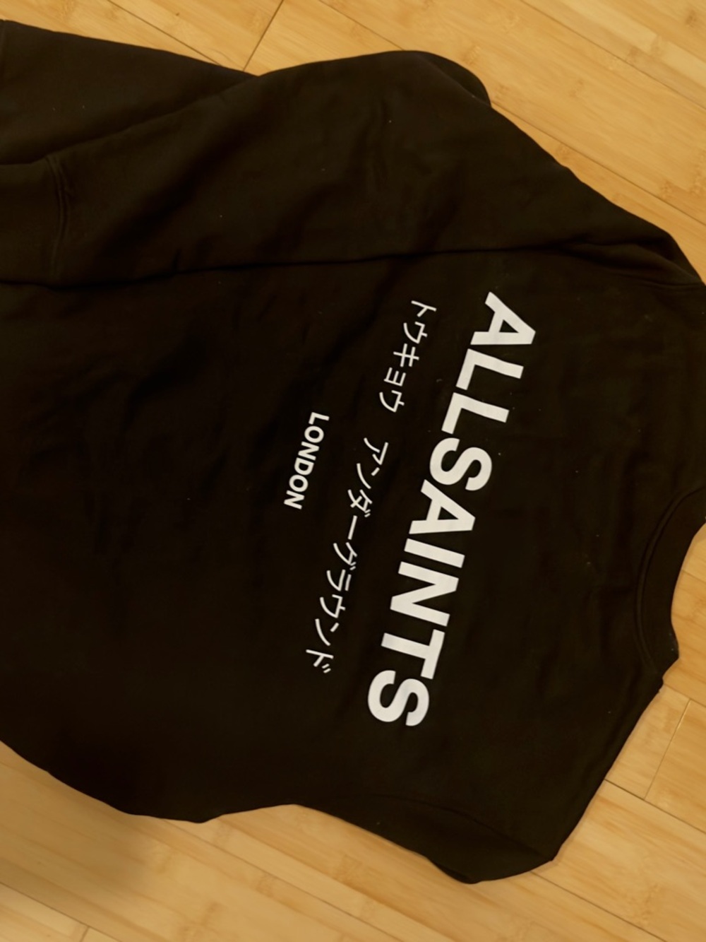 AllSaints Black Graphic Sweatshirt - White Logo ur